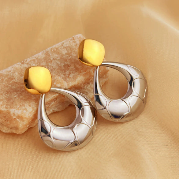 Wholesale Contrast Color Ring Stainless Steel Heart Shape Electroplated Earrings Necklace