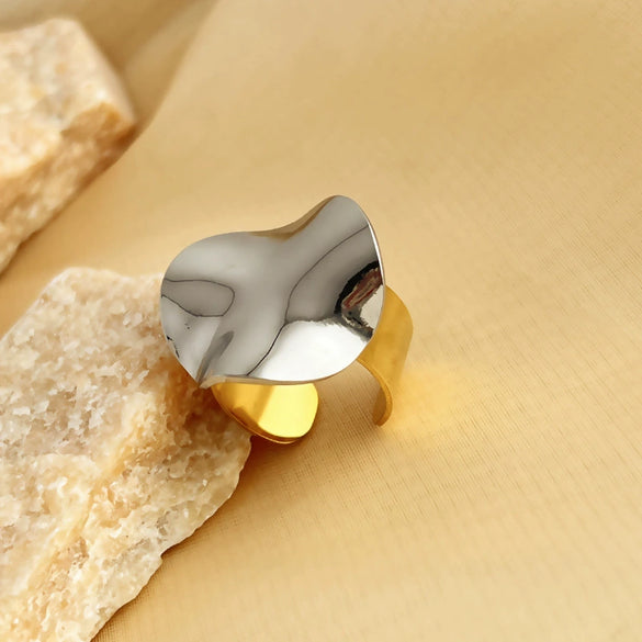 Wholesale Contrast Color Ring Stainless Steel Heart Shape Electroplated Earrings Necklace