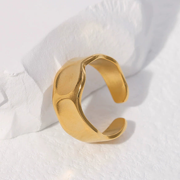 Wholesale Cool Style Stainless Steel Open And Irregular Rings With Geometric Design For Women And Men Electroplated