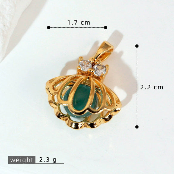 Wholesale Copper Accessories With Marine Shell Beads Micro Inlaid Hollow Pendant Necklace Earring Electroplating Simple Animal Design