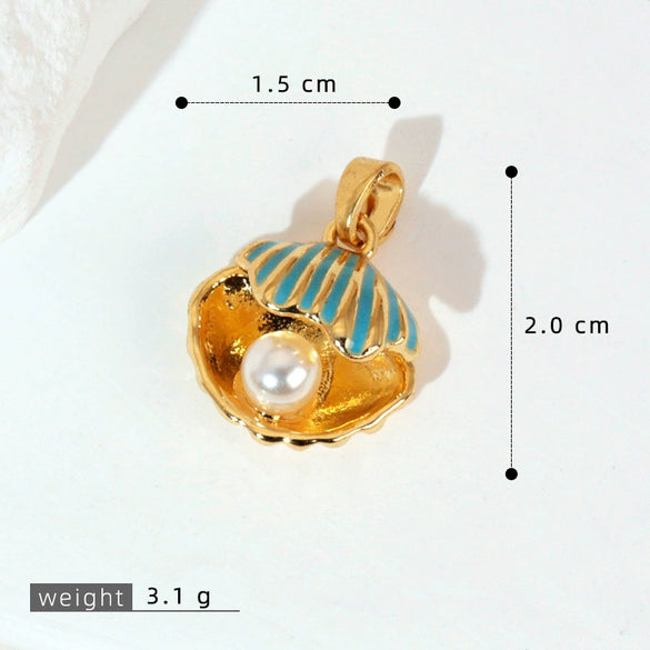 Wholesale Copper Accessories With Marine Shell Beads Micro Inlaid Hollow Pendant Necklace Earring Electroplating Simple Animal Design
