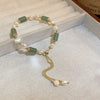 Wholesale Copper Alloy Emerald Crystal Bracelet With Flower Design And Real Gold Electroplated For Women In Geometric Popular Style