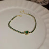 Wholesale Copper Alloy Emerald Crystal Bracelet With Flower Design And Real Gold Electroplated For Women In Geometric Popular Style
