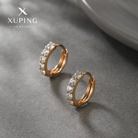 Wholesale Copper Alloy Goldplated Simple Geometric Zircon Earrings For Women