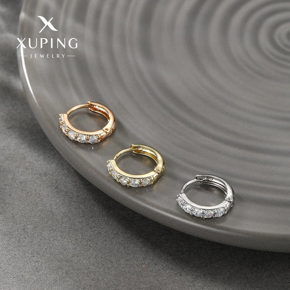 Wholesale Copper Alloy Goldplated Simple Geometric Zircon Earrings For Women