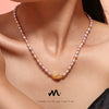 Wholesale Copper And Freshwater Pearl Pendant Collarbone Necklace With Geometric Design And Electroplating