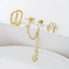 Wholesale Copper And S925 Silver Minimalist Star Tassel Moon Zirconia Earrings