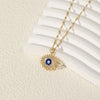 Wholesale Copper And Stainless Steel Mixed Gemstone Setting Hollow Round Devil's Eye Pendant Necklace With Electroplating For Women