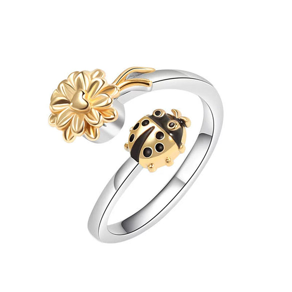 Wholesale Copper Animal Style Geometric Rotating Opening Antipressure Ring For Women With Electroplating Treatment
