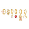 Wholesale Copper Animal Style Heart Shape Inlaid Zircon Earrings