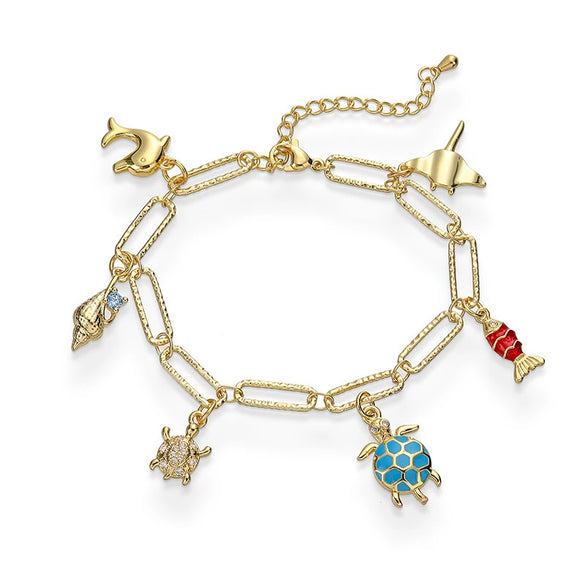Wholesale Copper Animal Zodiac Dripping Oil Style Bracelet For Women
