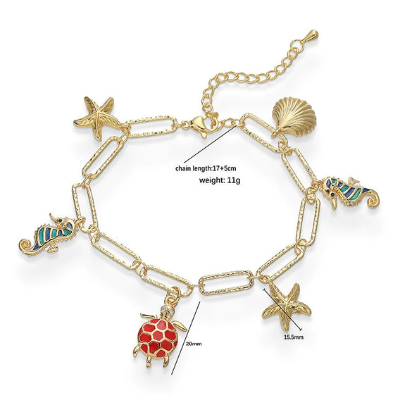 Wholesale Copper Animal Zodiac Dripping Oil Style Bracelet For Women