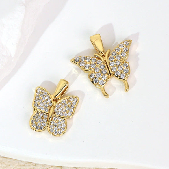 Wholesale Copper Animal Zodiac Style Butterfly Opening And Closing Necklace Pendant Electroplated Accessories Decorative Earrings Pendant