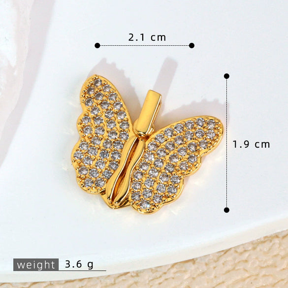 Wholesale Copper Animal Zodiac Style Butterfly Opening And Closing Necklace Pendant Electroplated Accessories Decorative Earrings Pendant