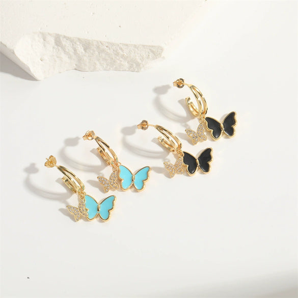 Wholesale Copper Animal Zodiac Style Electroplated Bow Earrings For Women