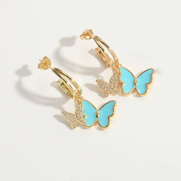 Wholesale Copper Animal Zodiac Style Electroplated Bow Earrings For Women