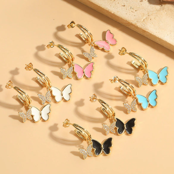 Wholesale Copper Animal Zodiac Style Electroplated Bow Earrings For Women