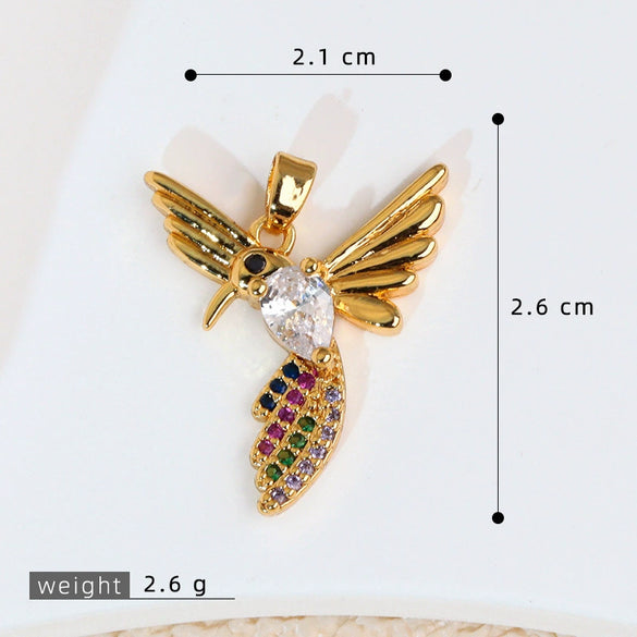 Wholesale Copper Animal Zodiac Style Electroplated Diy Handmade Angel Wings Bird Accessories Pendant For Bracelet And Necklace