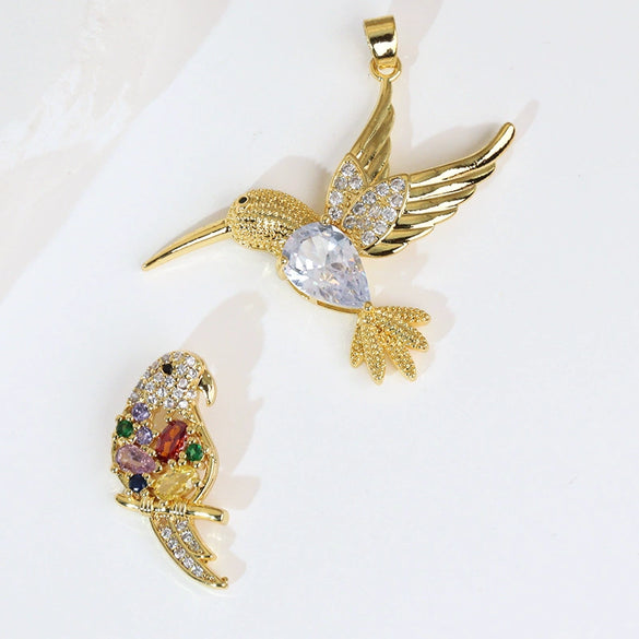 Wholesale Copper Animal Zodiac Style Electroplated Diy Handmade Angel Wings Bird Accessories Pendant For Bracelet And Necklace