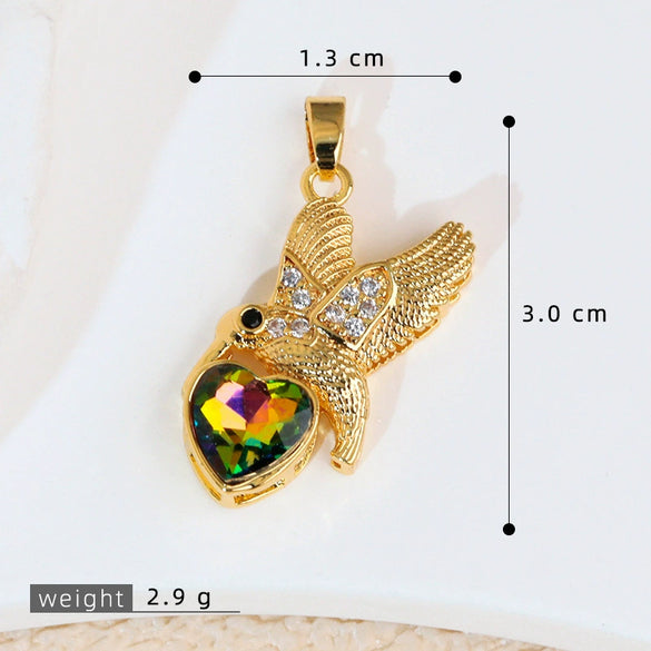 Wholesale Copper Animal Zodiac Style Electroplated Diy Handmade Angel Wings Bird Accessories Pendant For Bracelet And Necklace