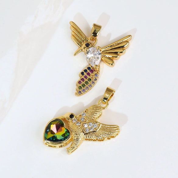 Wholesale Copper Animal Zodiac Style Electroplated Diy Handmade Angel Wings Bird Accessories Pendant For Bracelet And Necklace