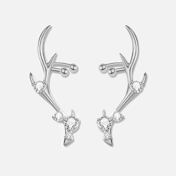 Wholesale Copper Antler Earrings For Women Inlaid With Zirconia Geometric Animal Zodiac Style Jewelry