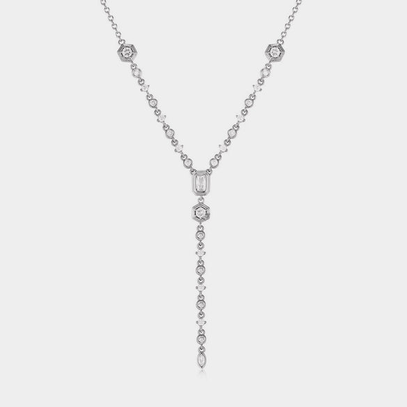 Wholesale Copper Artificial Crystal Pendant Necklace Light Luxury Geometric Furnace Vacuum Plating Electroplating