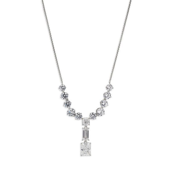 Wholesale Copper Artificial Crystal Pendant Necklace Light Luxury Geometric Furnace Vacuum Plating Electroplating