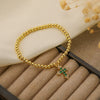 Wholesale Copper Bead Bracelet With Real Goldplated Zircon Cross Geometric Pattern Micro Inlay For Women