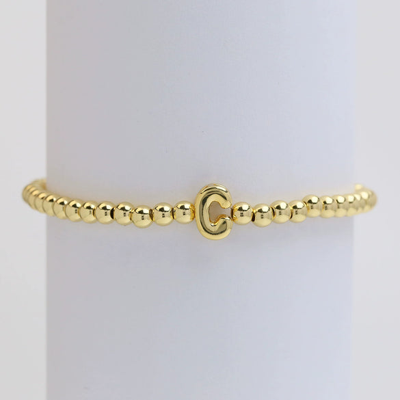 Wholesale Copper Beaded Bracelet With English Letter Pattern And Electroplating Treatment For Women