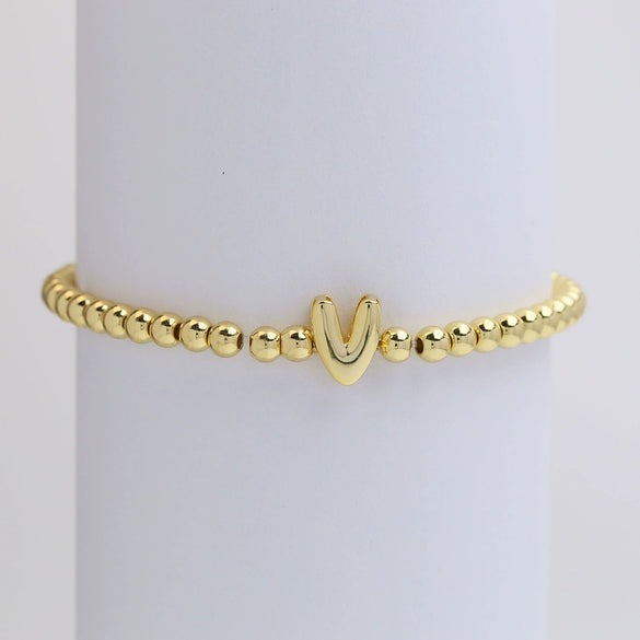 Wholesale Copper Beaded Bracelet With English Letter Pattern And Electroplating Treatment For Women