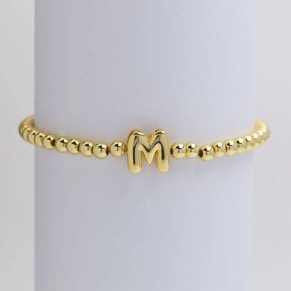 Wholesale Copper Beaded Bracelet With English Letter Pattern And Electroplating Treatment For Women