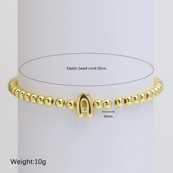 Wholesale Copper Beaded Bracelet With English Letter Pattern And Electroplating Treatment For Women