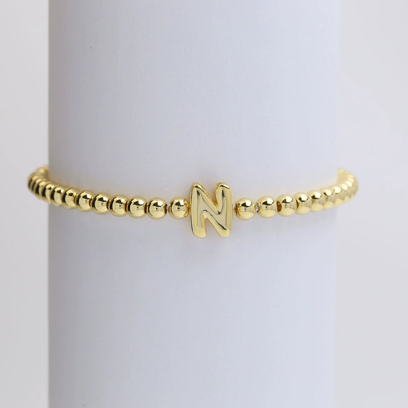 Wholesale Copper Beaded Bracelet With English Letter Pattern And Electroplating Treatment For Women