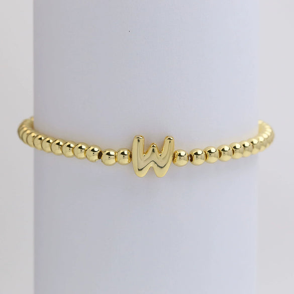 Wholesale Copper Beaded Bracelet With English Letter Pattern And Electroplating Treatment For Women