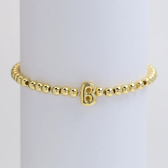 Wholesale Copper Beaded Bracelet With English Letter Pattern And Electroplating Treatment For Women