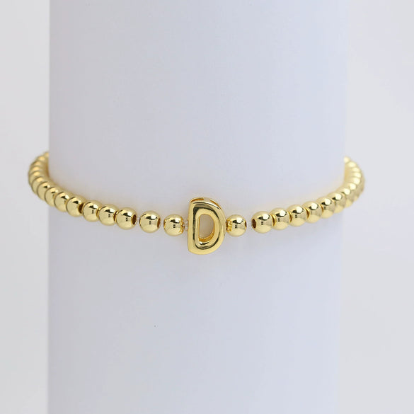Wholesale Copper Beaded Bracelet With English Letter Pattern And Electroplating Treatment For Women