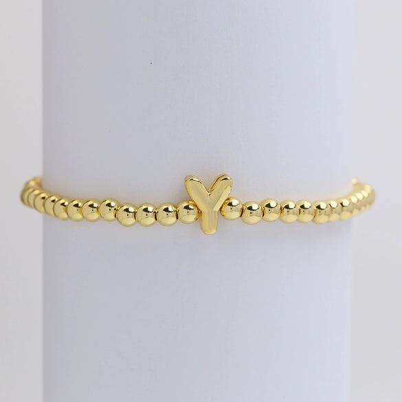 Wholesale Copper Beaded Bracelet With English Letter Pattern And Electroplating Treatment For Women