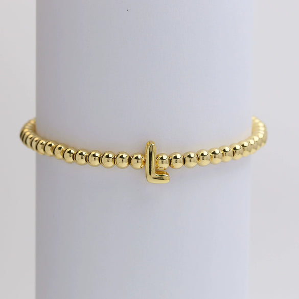 Wholesale Copper Beaded Bracelet With English Letter Pattern And Electroplating Treatment For Women
