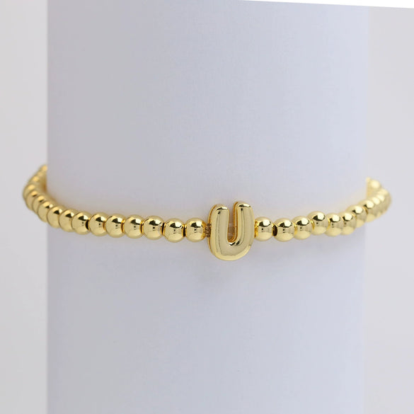 Wholesale Copper Beaded Bracelet With English Letter Pattern And Electroplating Treatment For Women