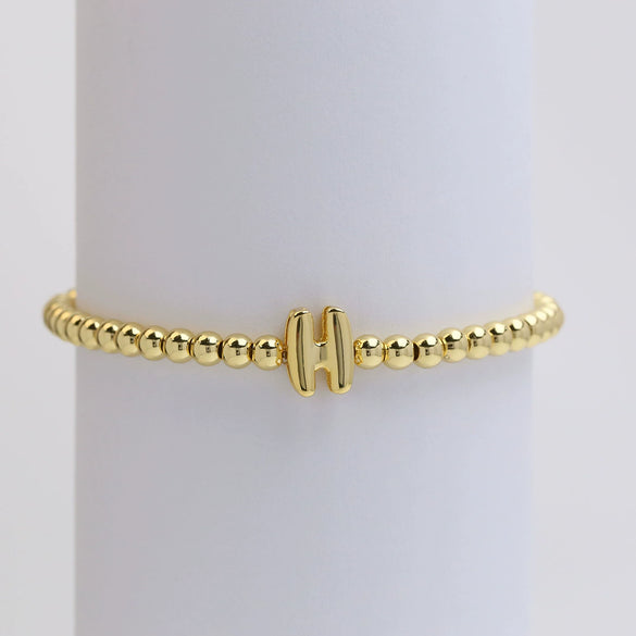 Wholesale Copper Beaded Bracelet With English Letter Pattern And Electroplating Treatment For Women