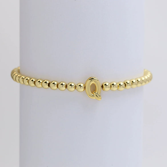 Wholesale Copper Beaded Bracelet With English Letter Pattern And Electroplating Treatment For Women