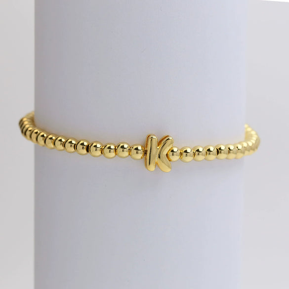 Wholesale Copper Beaded Bracelet With English Letter Pattern And Electroplating Treatment For Women