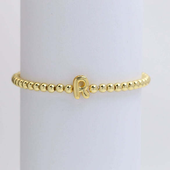 Wholesale Copper Beaded Bracelet With English Letter Pattern And Electroplating Treatment For Women