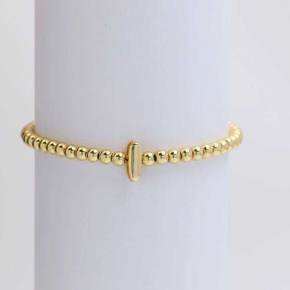 Wholesale Copper Beaded Bracelet With English Letter Pattern And Electroplating Treatment For Women