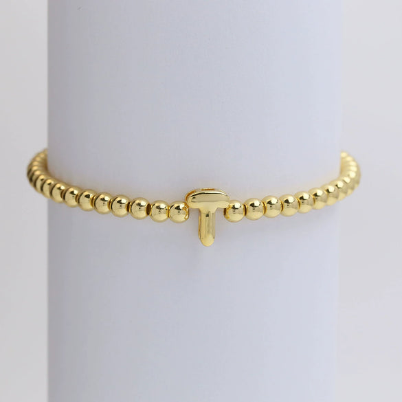 Wholesale Copper Beaded Bracelet With English Letter Pattern And Electroplating Treatment For Women