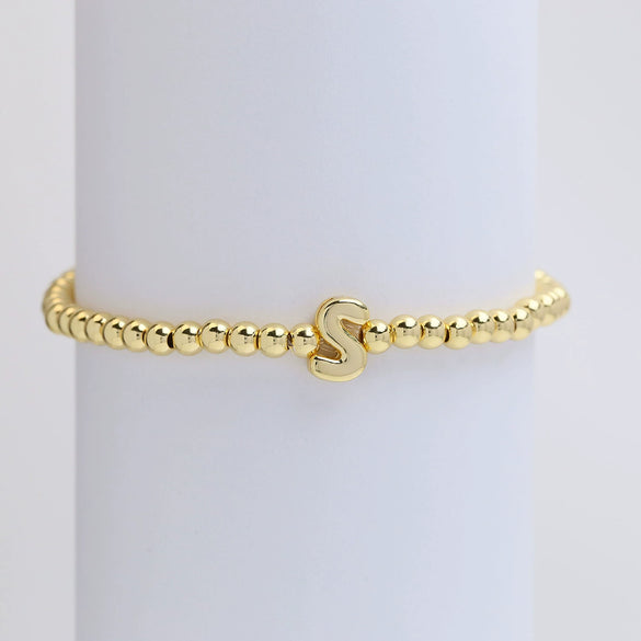 Wholesale Copper Beaded Bracelet With English Letter Pattern And Electroplating Treatment For Women
