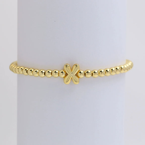 Wholesale Copper Beaded Bracelet With English Letter Pattern And Electroplating Treatment For Women