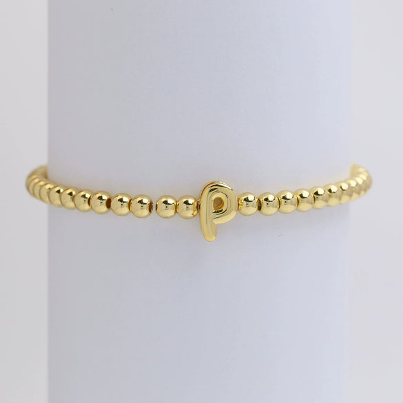 Wholesale Copper Beaded Bracelet With English Letter Pattern And Electroplating Treatment For Women