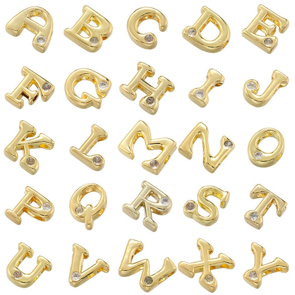 Wholesale Copper Beaded Jewelry With English Alphabet Pattern Electroplated Minimalist Bracelet Necklace Accessories